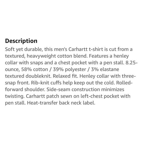 Carhartt NEW Relaxed Fit Heavyweight Pocket Henley Men’s Big&Tall Size 2XL Black - Picture 9 of 9